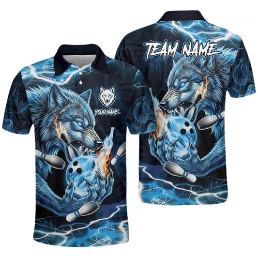 Custom Wolf Bowling Polo Shirt For Men, Custom Team Wolf Bowling Shirt BZ0773