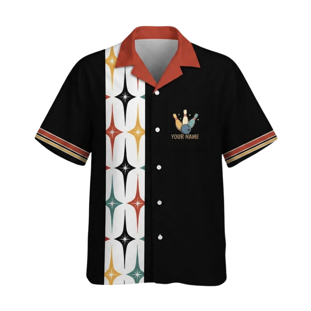 Custom Retro Starburst Bowling Hawaiian Shirt For Men, Custom Retro Bowling Team Shirts BZ0790