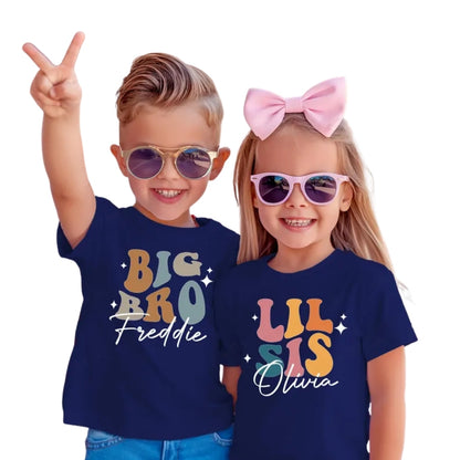 Big Bro Lil Sis Custom Name Matching Sibings T Shirts, Custom Matching Brother And Sister Family Shirts ET0223