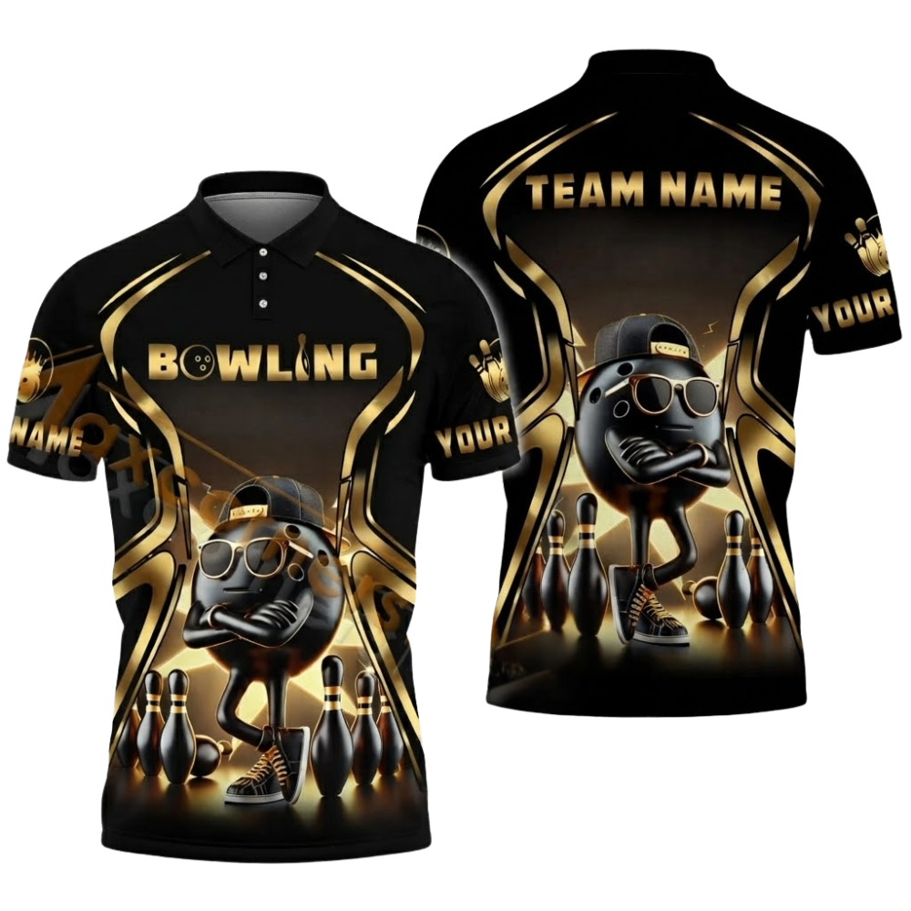 Custom Men's Orange And Gold Bowling Polo Shirts, Custom Team Bowling Shirts BZ0588