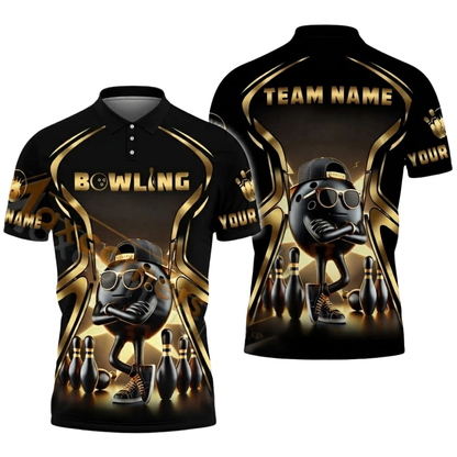 Custom Men's Orange And Gold Bowling Polo Shirts, Custom Team Bowling Shirts BZ0588