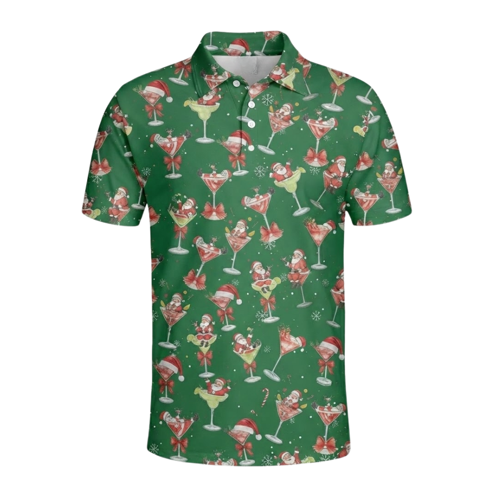 Men's Santa Margarita Golf Mens Polo Shirt Green, Cocktail Christmas Golf Shirt GZ0342