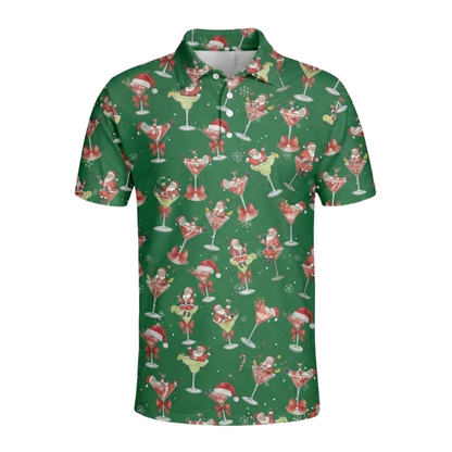 Men's Santa Margarita Golf Mens Polo Shirt Green, Cocktail Christmas Golf Shirt GZ0342