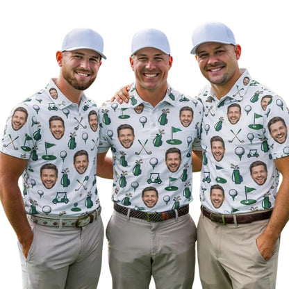 Custom Face Matching Golf Polo Shirt For Men And Women, Custom Photo Golf Shirts For Couple GE0386