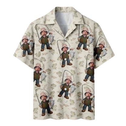 Custom Face Fisherman Hawaiian Shirt For Men, Custom Photo Fishing Hawaiian Shirts HE0158
