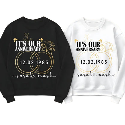 It's Our Anniversary Custom Husband And Wife Matching T Shirts, Personalized Wedding Anniversary Couple Shirts ET0911