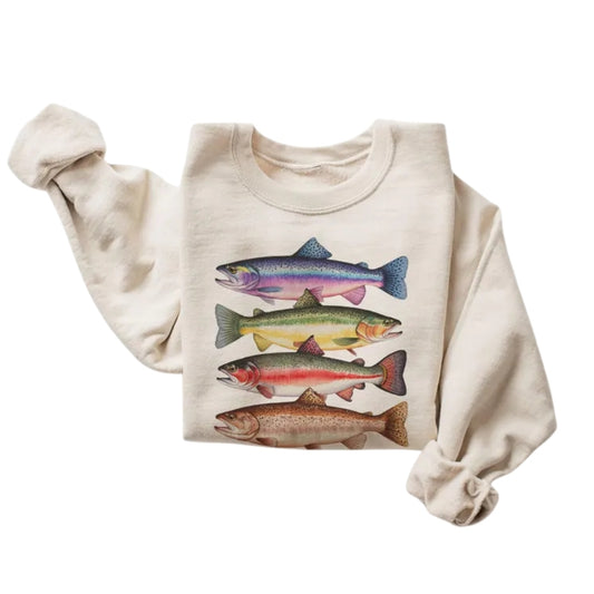 Trout Fish Colorful Sweatshirt, Trout Fish Sweatshirt For Fishing Lover 2D0955