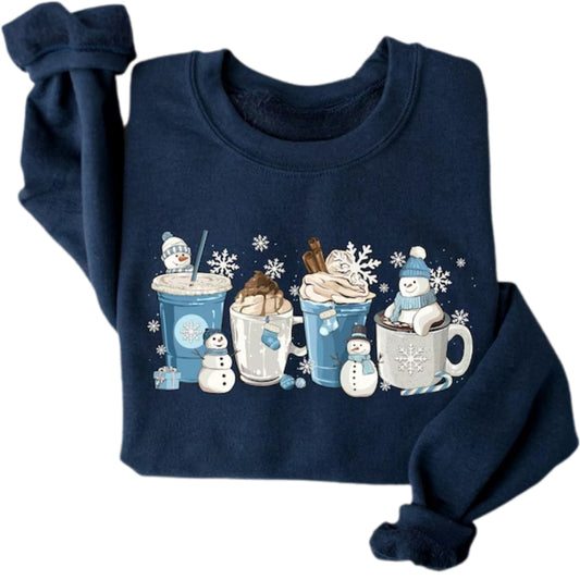 Winter Coffee Cups Sweatshirt, Coffee Lover Sweatshirt 2D0771
