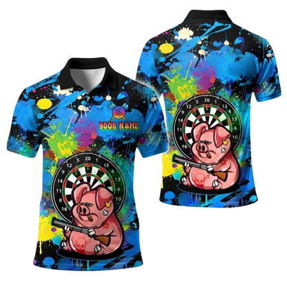 Throw Darts Not Farts Custom Pig Darts Polo Shirt For Men, Custom Funny Dart Team Shirts DE0109