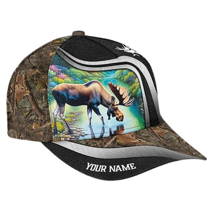 Custom Camo Moose Hunting 3D Baseball Cap For Hunter, Custom Moose Hunting Caps CP0197