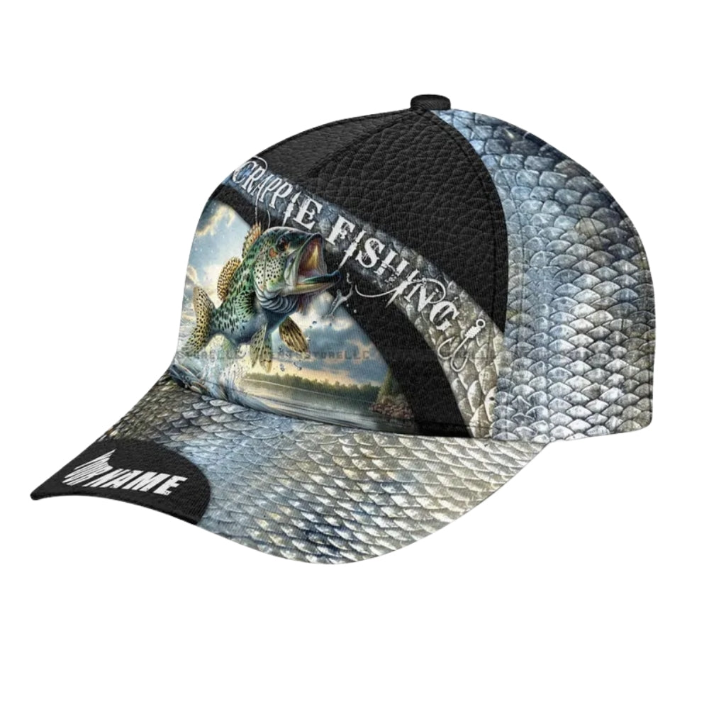 Custom Crappie Fishing Baseball Cap, Custom Fishing Lovers 3D Printed Caps CP0450