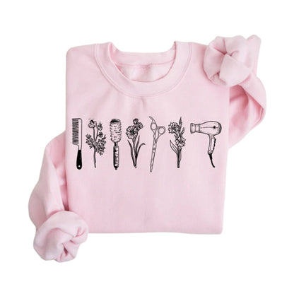 Minimalist Wildflower Hairstylist Sweatshirt, Hairstylist Hairdresser Sweatshirt 2D0813