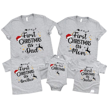 My First Christmas Custom 1st Christmas Matching T Shirt Family, Personalized First Christmas Family Shirts ET1006