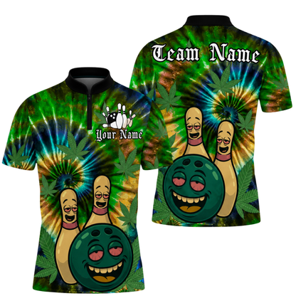 Custom Tie Dye Funny Ball Pins Bowling Polo Shirt Mens, Custom Tie Dye Bowling Team Shirts BZ0584