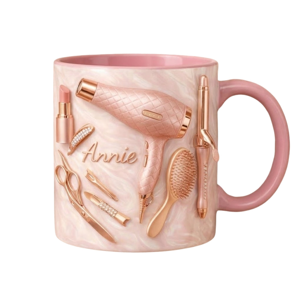 Custom Name Hair Stylist 3D Printed Coffee Mug, Personalized Hair Stylist Mug ET0065