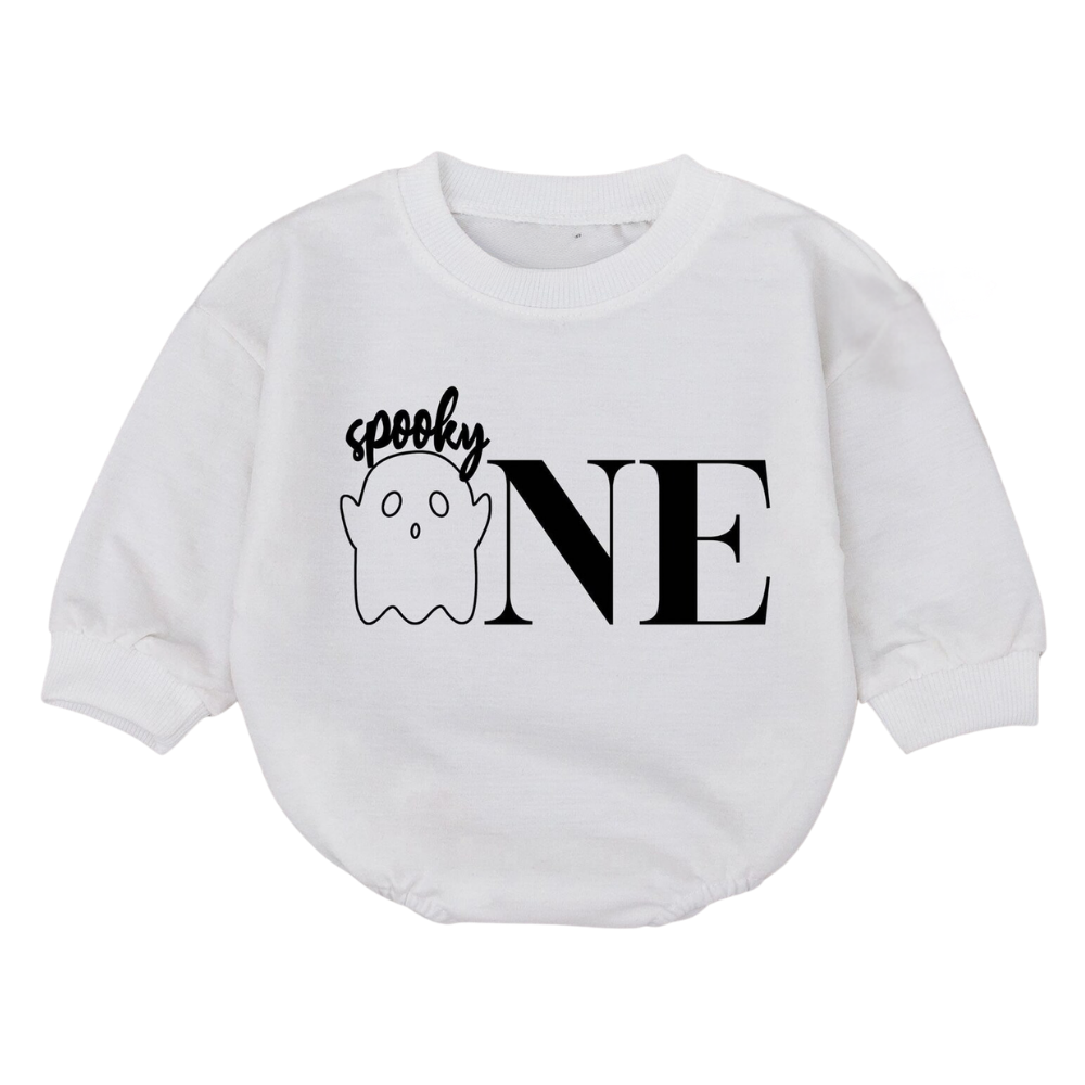 Spooky One Birthday Baby Romper Sweatshirt, First Birthday Halloween Romper Sweatshirt BB0074