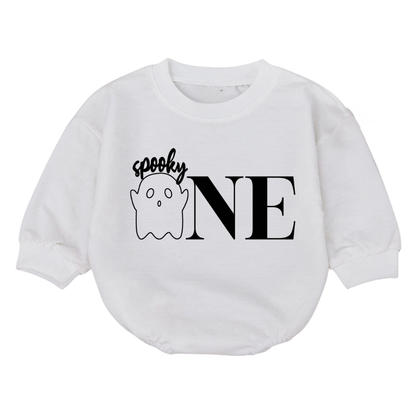 Spooky One Birthday Baby Romper Sweatshirt, First Birthday Halloween Romper Sweatshirt BB0074