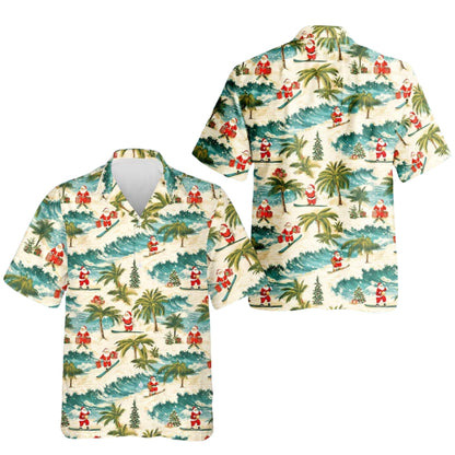 Santa Claus Surfing Hawaiian Shirt For Mens, Surfing Christmas Shirts ET0035