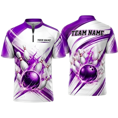 Flame Ball Custom Red White Bowling Jersey For Men, Custom Flame Bowling Team Shirts BZ0924