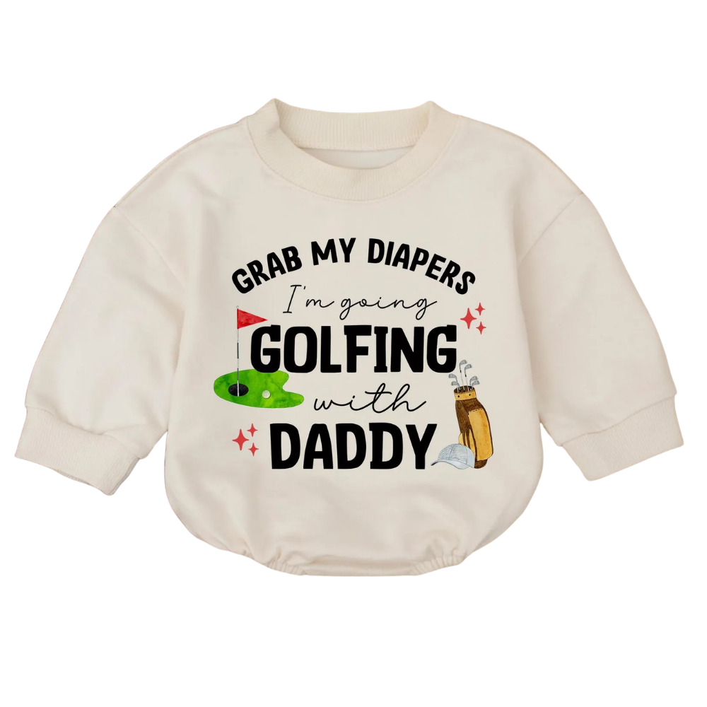 Pack My Diapers I'm Going Golfing With Daddy Baby Romper Sweatshirt, Golf Baby Romper Sweatshirt Father's Day BB0702