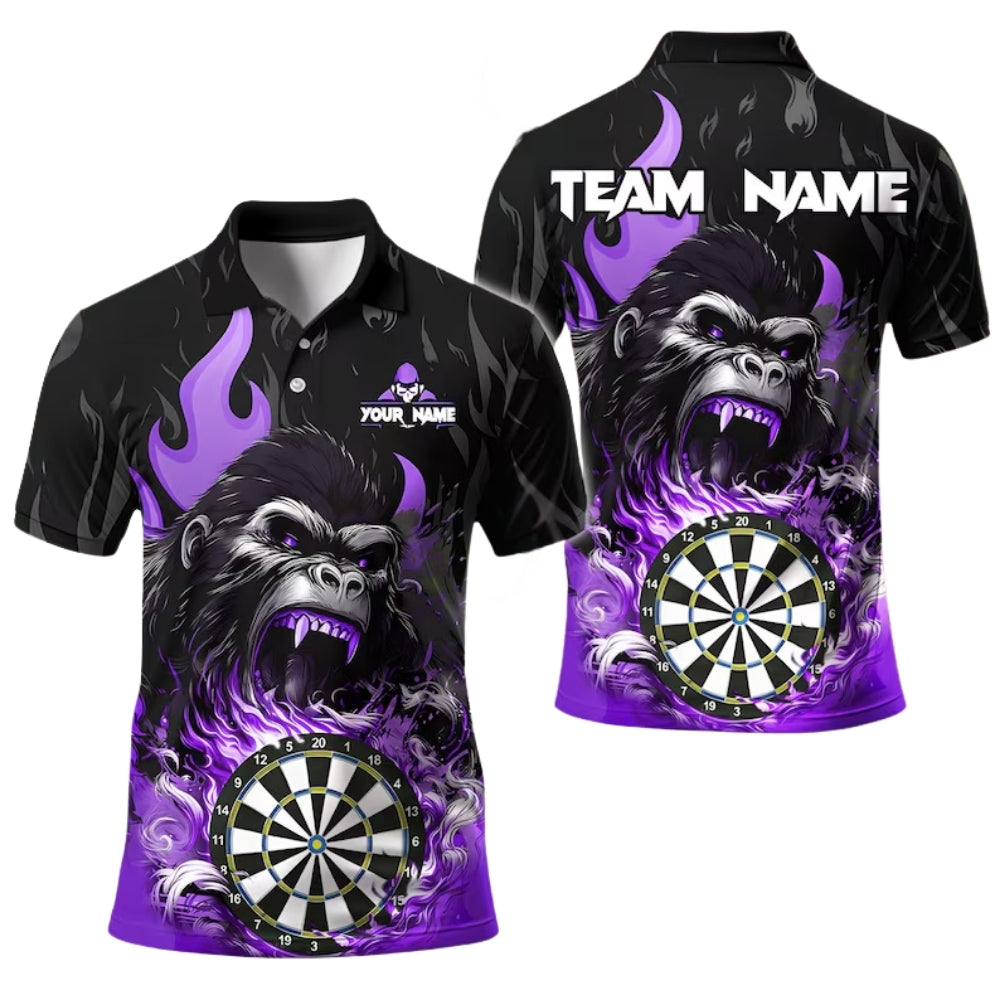 Custom Gorilla Darts Men Polo Shirt, Custom Gorilla Flame Dart Team Shirts DE0010
