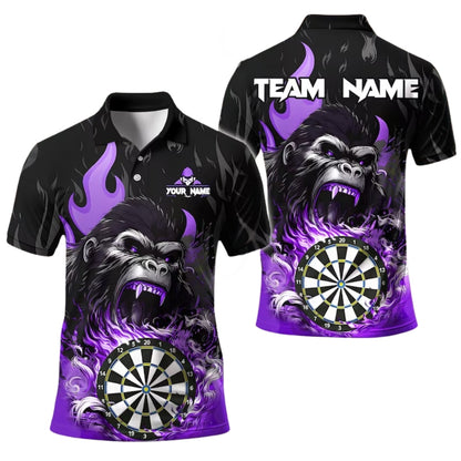 Custom Gorilla Darts Men Polo Shirt, Custom Gorilla Flame Dart Team Shirts DE0010