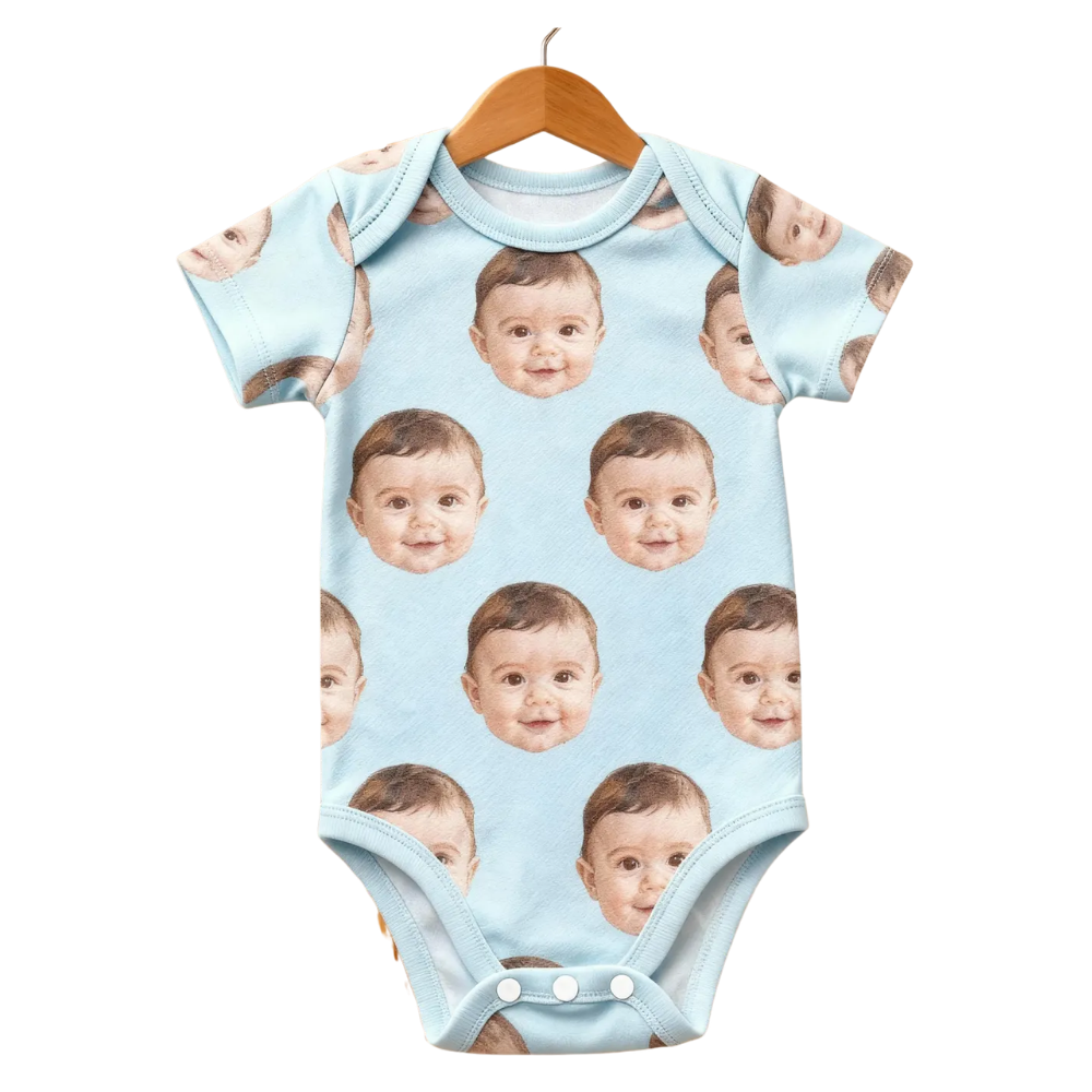 Custom Baby Face Bodysuit, Personalized Photo Baby Bodysuit BB0310