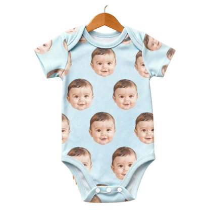 Custom Baby Face Bodysuit, Personalized Photo Baby Bodysuit BB0310