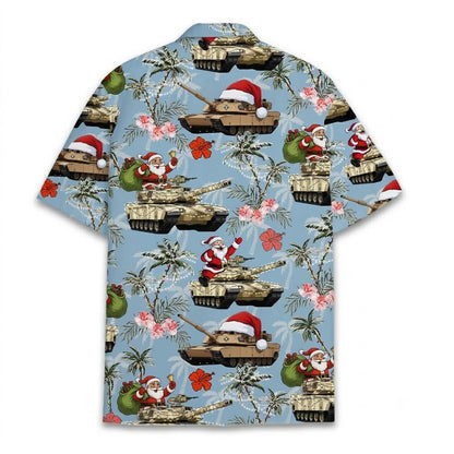 Tank Santa Tropical Hawaiian Shirt For Men, Tank Christmas Hawaiian Shirt For Veteran HE0889