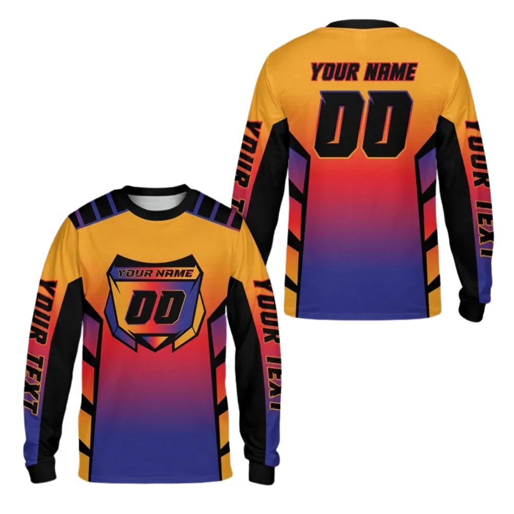 Custom Blue Purple Motocross Mens Jersey Long Sleeve, Custom Racing Dirt Bike Shirts ME0063