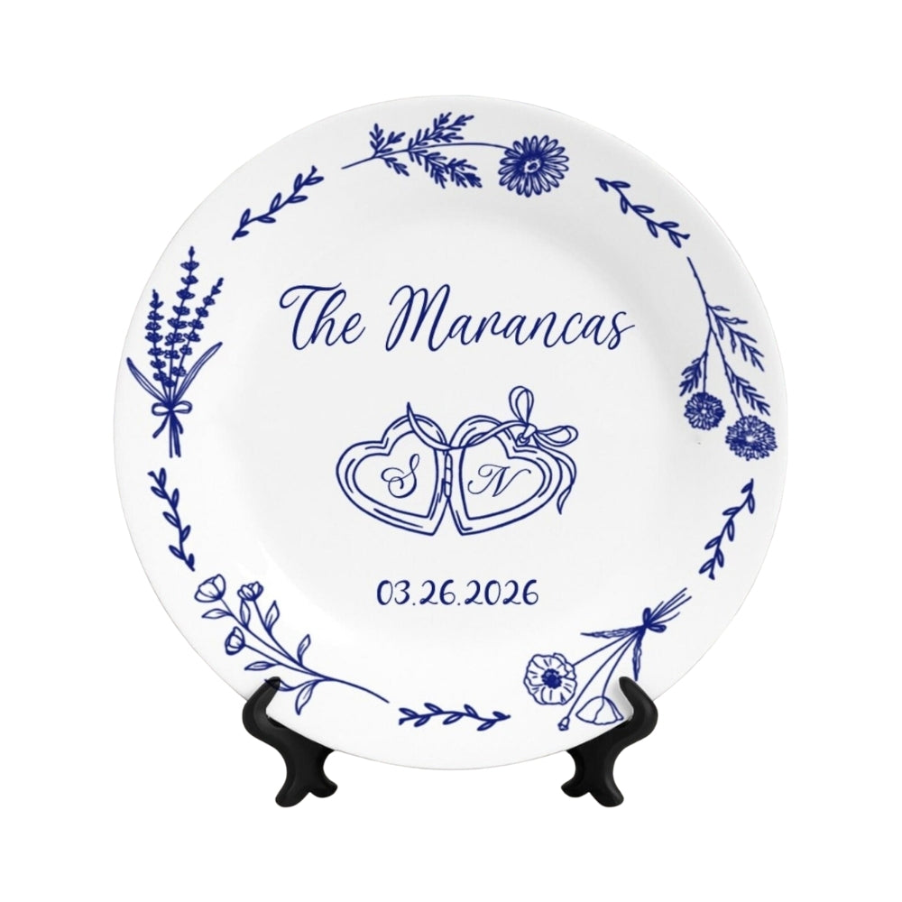 Personalized Last Name Couple Wedding Round Platter, Custom Wedding Plate WD0285