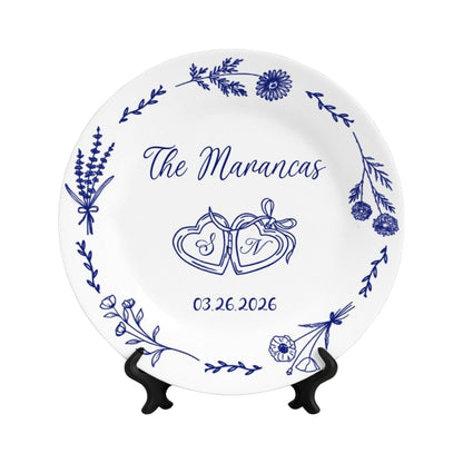 Personalized Last Name Couple Wedding Round Platter, Custom Wedding Plate WD0285