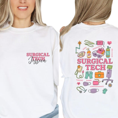 Custom Surgical Tech Sweatshirt With Name, Custom Surgical Technologist Sweatshirt 2D0398