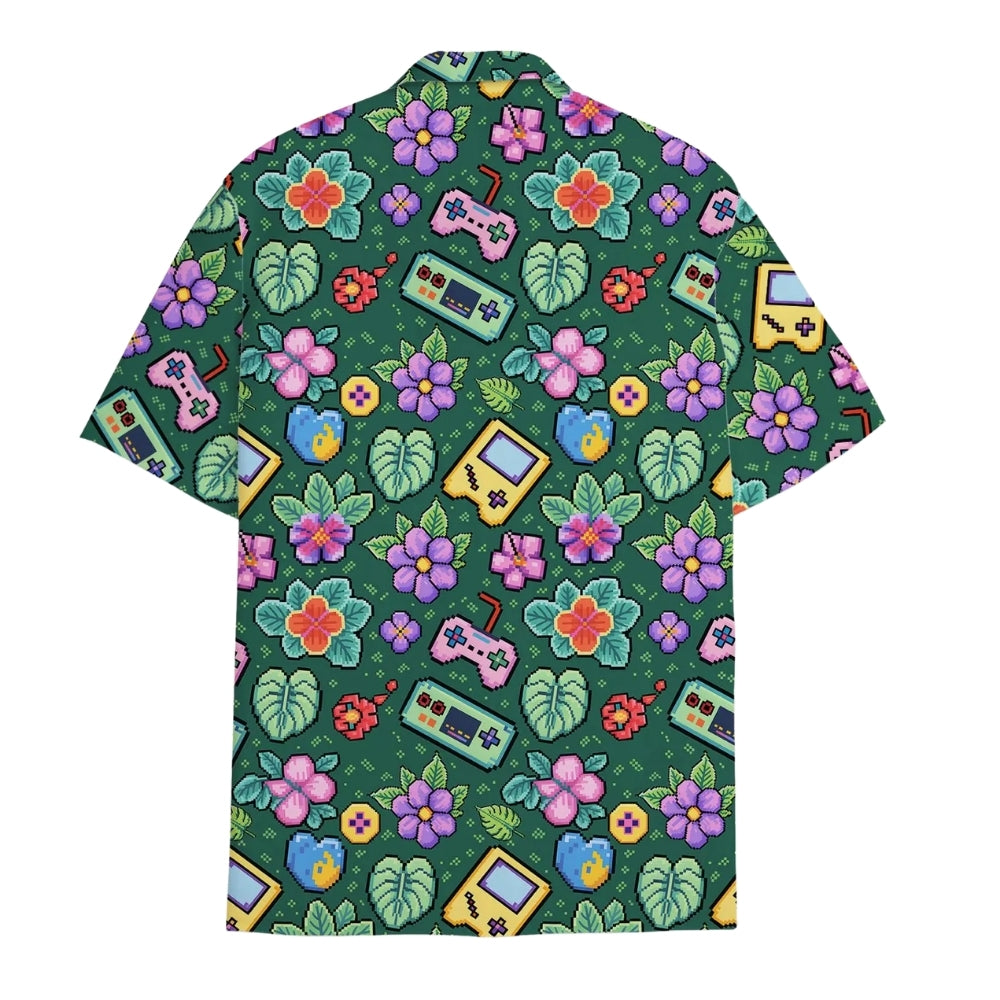 Retro Game Flowers Hawaiian Shirts For Mens, Game Lover Hawaiian Shirts HE0073