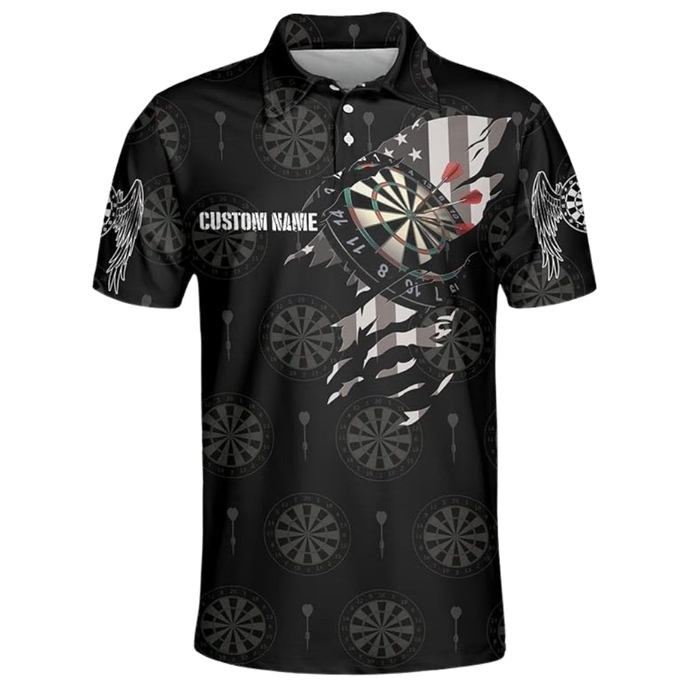Aim Shoot Swear Repeat Custom Darts Polo Shirt Mens, Custom Funny Darts Team Shirts DE0070