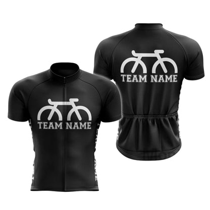 Custom Black White Team Cycling Jersey Short Sleeve For Men, Custom Cycling Jerseys CG0498