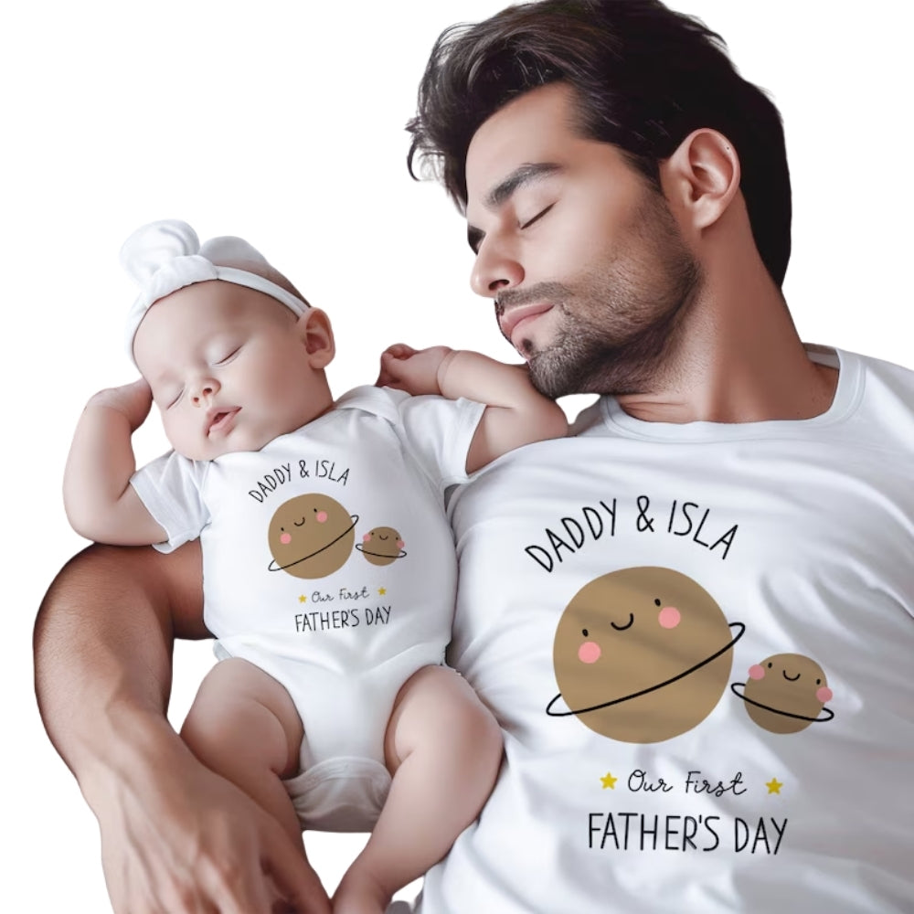 Custom Our First Father's Day Giraffe Matching Family T Shirt, Custom 1st Father's Day Matching Shirts ET0153