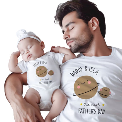 Custom Our First Father's Day Giraffe Matching Family T Shirt, Custom 1st Father's Day Matching Shirts ET0153