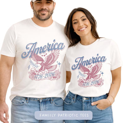 Eagle America 1776-2026 Matching Family T Shirts For Independence Day, Matching 4th Of July Family Shirts ET0300