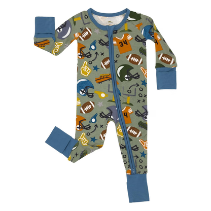 Football Baby Zipper Romper Convertible, Football Convertible Baby Romper BB0431