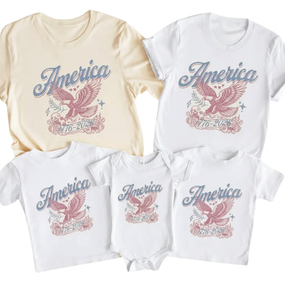 Eagle America 1776-2026 Matching Family T Shirts For Independence Day, Matching 4th Of July Family Shirts ET0300