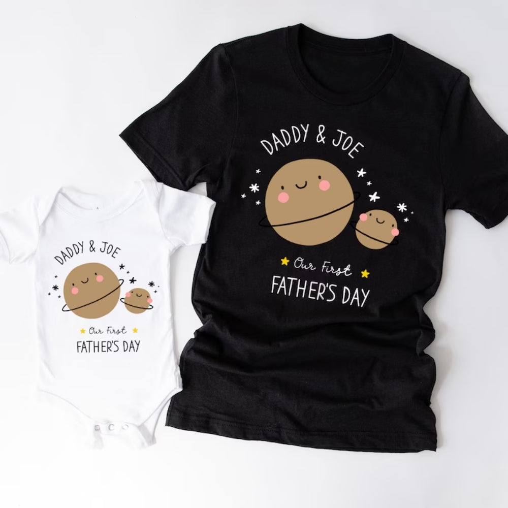 Custom Our First Father's Day Giraffe Matching Family T Shirt, Custom 1st Father's Day Matching Shirts ET0153