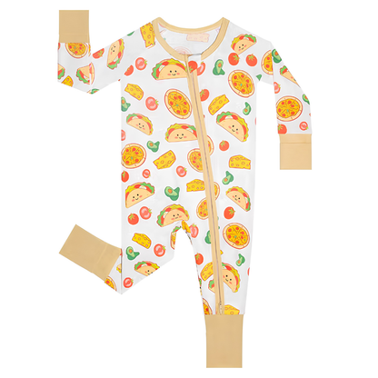 Tacos Pizza Baby Convertible Zippy Romper, Tacos Baby Romper Convertible BB0610