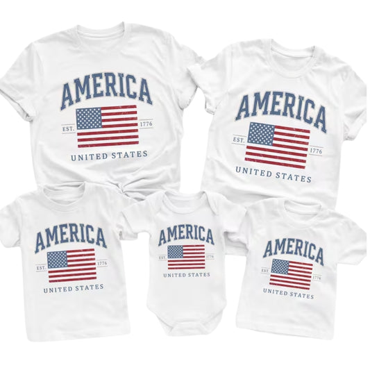 Ameica EST 1776 United States Matching Family T Shirt, Matching Family Patriotic Fourth Of July Shirts ET1086
