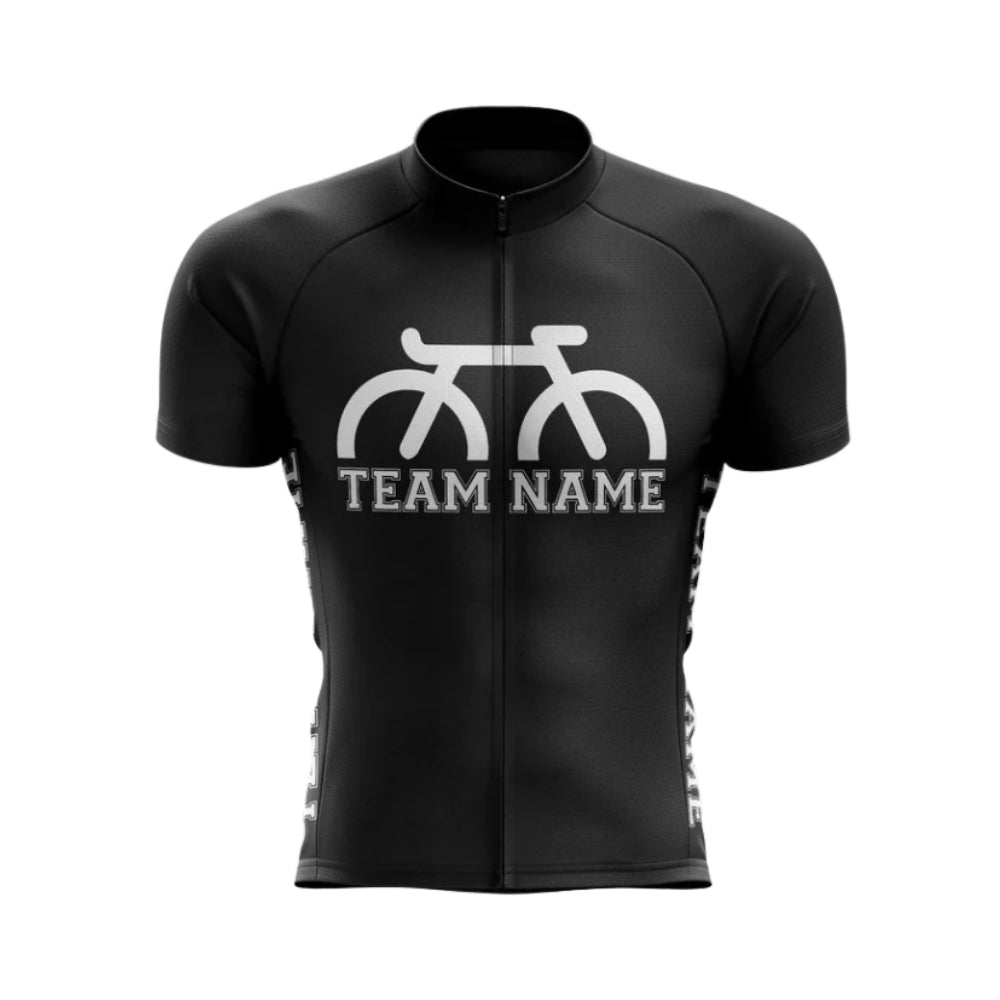 Custom Black White Team Cycling Jersey Short Sleeve For Men, Custom Cycling Jerseys CG0498