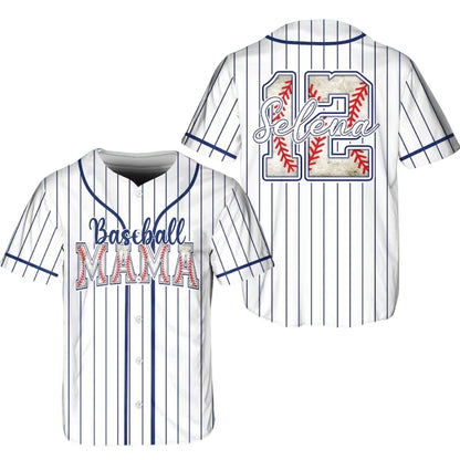 Custom Baseball Mama Jersey With Name And Number, Personalized Pinstripe Matching Family Baseball Jerseys ET0719