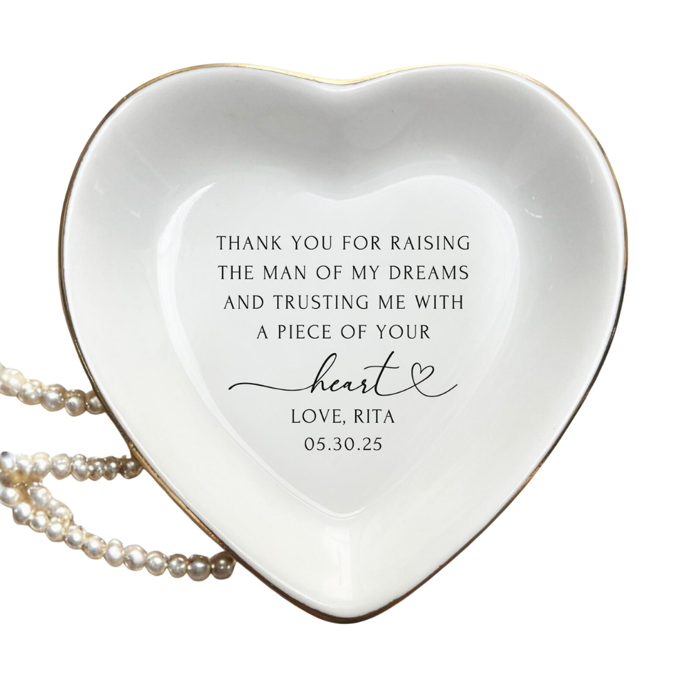 Thank You For Raising The Man Custom Mother Of The Groom Jewelry Dish, Custom Wedding Ring Dish For Mother Of Groom WD0483