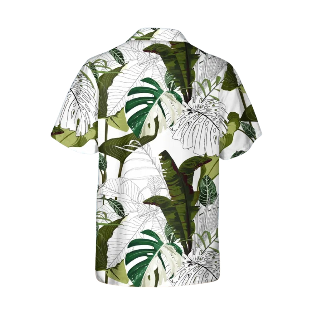 Tropical Green And White Matching Family Hawaiian Shirts, Tropical Beach Vacation Hawaiian Shirts For Family ET0542