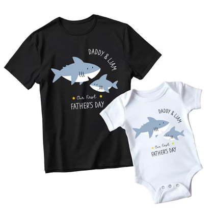 Custom Our First Father's Day Giraffe Matching Family T Shirt, Custom 1st Father's Day Matching Shirts ET0153