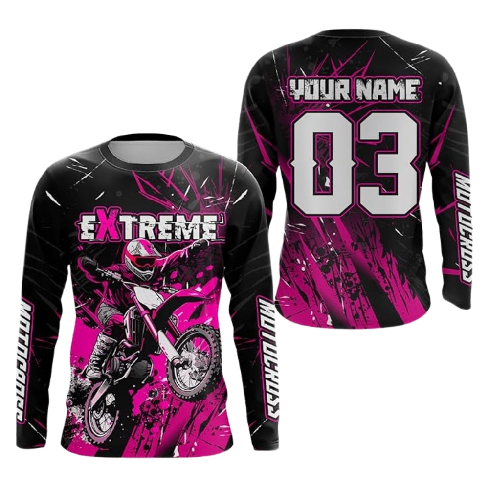 Custom Biker Blue Motocross Jersey For Men Long Sleeve, Custom Racing Dirt Bike Jersey ME0068